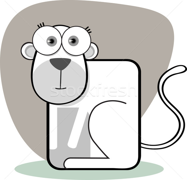 Desen animat maimuţă negru alb mare ochi Imagine de stoc © qiun