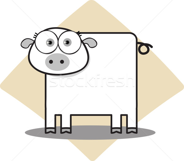 Stock photo: Cartoon Pig in Black and White