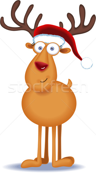 [[stock_photo]]: Noël · rennes · illustration · hiver · cerfs · chapeau