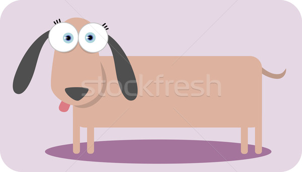 Pătrat câine desen animat mare ochi corp Imagine de stoc © qiun