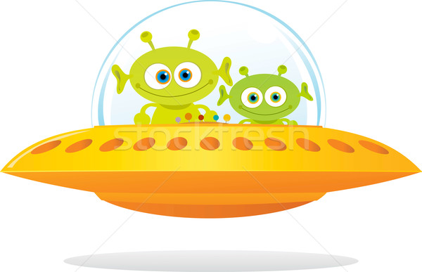 Ufo ilustração dois verde alienígena laranja Foto stock © qiun