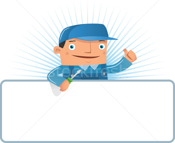 Mérnök tábla illusztráció férfi kék szerelő Stock fotó © qiun