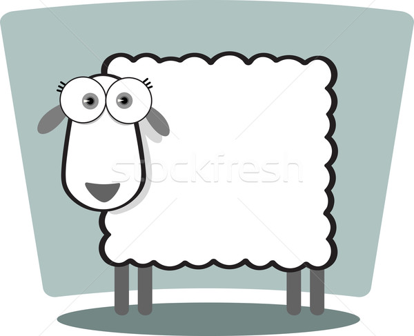 Cartoon owiec czarno białe duży oka Zdjęcia stock © qiun