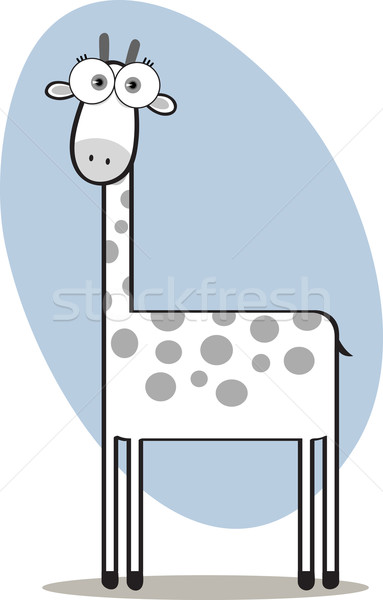 Karikatur Giraffe schwarz weiß groß Auge schwarz Stock foto © qiun