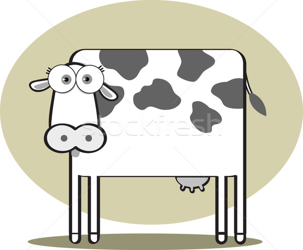 Kuh schwarz weiß Karikatur groß Auge Stock foto © qiun
