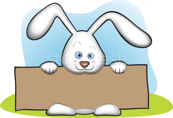 Bunny halten Banner Illustration Tier Haustier Stock foto © qiun