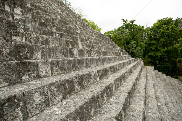 Eski piramit merdiven taş yeşil ağaçlar Stok fotoğraf © Quasarphoto