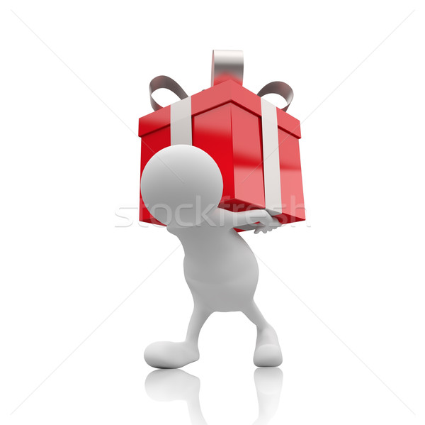 3D People with Red Gift Box Stock photo © Quka