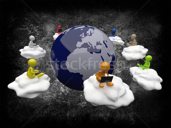 Foto stock: 3d · pessoas · terra · globo · preto · grunge