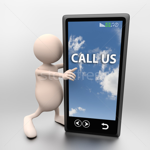 3D People with mobile phone and words call us Stock photo © Quka