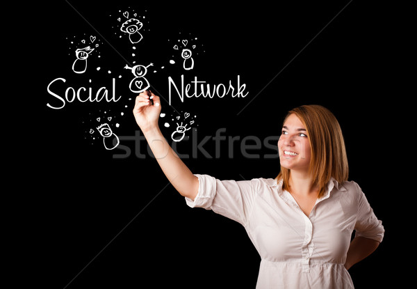 Vrouw jonge vrouw internet vergadering Stockfoto © ra2studio