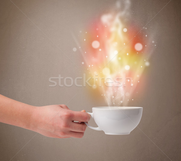Tasse de café résumé vapeur coloré lumières [[stock_photo]] © ra2studio