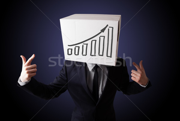 Businessman gesturing with a cardboard box on his head with diag Stock photo © ra2studio