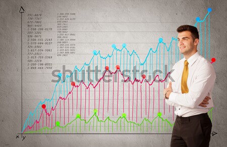 Farbenreich Tabelle Zahlen Geschäftsmann jungen stehen Stock foto © ra2studio