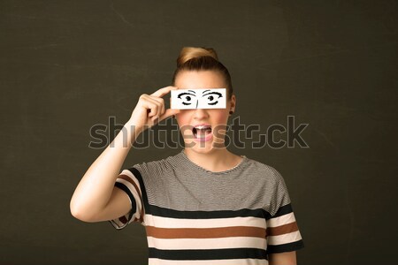 Hülye ifjonc néz kézzel rajzolt szem papír Stock fotó © ra2studio