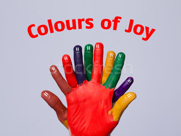 Stock foto: Farbenreich · glücklich · Finger · Smileys · Farben · Freude