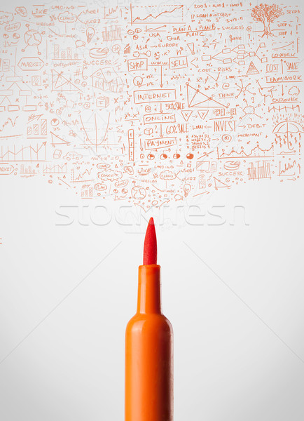 Felt pen close-up with diagrams Stock photo © ra2studio