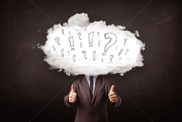 Business man cloud head with question and exclamation marks  Stock photo © ra2studio