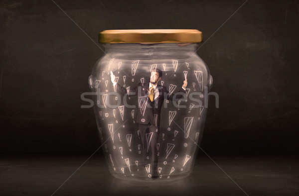 Hombre de negocios atrapado jar negocios vidrio triste Foto stock © ra2studio