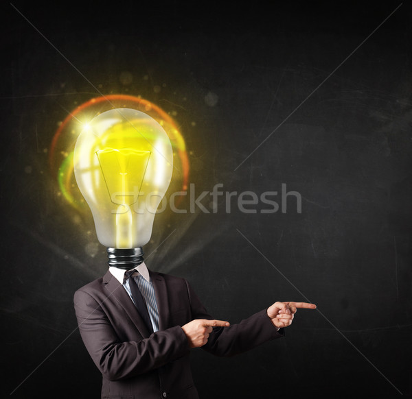 Geschäftsmann Glühlampe Kopf Idee Büro Mann Stock foto © ra2studio