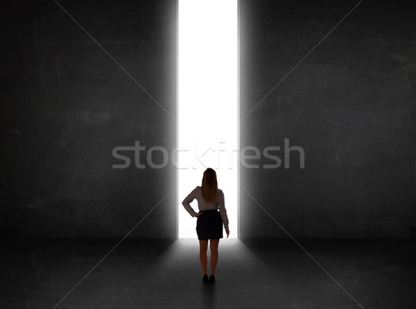 Business person looking at wall with light tunnel opening  Stock photo © ra2studio