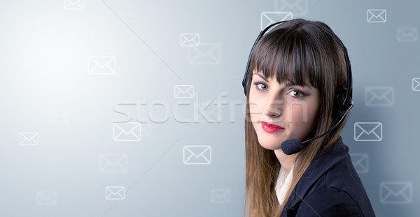 Female telemarketer c Stock photo © ra2studio