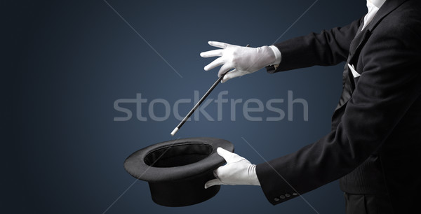 Goochelaar hand iets witte zwarte Stockfoto © ra2studio