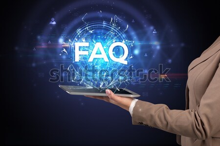 Businessman sitting with crystal ball in action Stock photo © ra2studio
