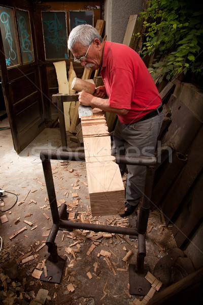 作業 彫刻刀 古い 手 木材 建設 ストックフォト © ra2studio