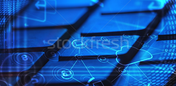 Stockfoto: Toetsenbord · wolk · technologie · iconen