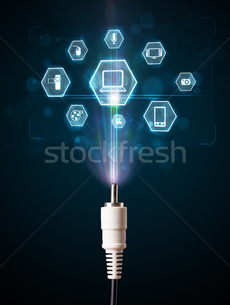Foto stock: Eléctrica · cable · multimedia · iconos · fuera