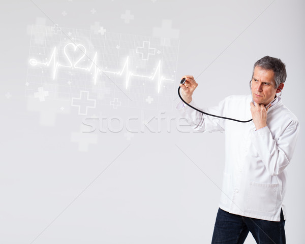 醫生 心跳 抽象 心臟 男子 醫生 商業照片 © ra2studio