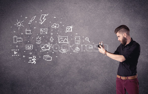 Stockfoto: Elegante · vent · baard · leren · fotografie