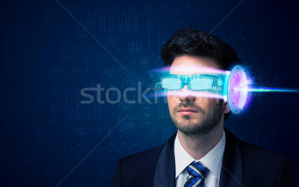Férfi jövő magas tech okostelefon szemüveg Stock fotó © ra2studio