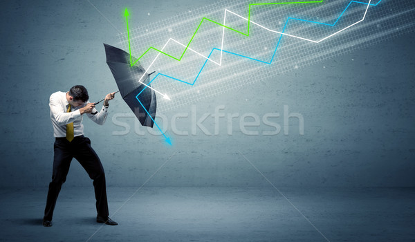 Homme d'affaires parapluie bourse coloré affaires [[stock_photo]] © ra2studio