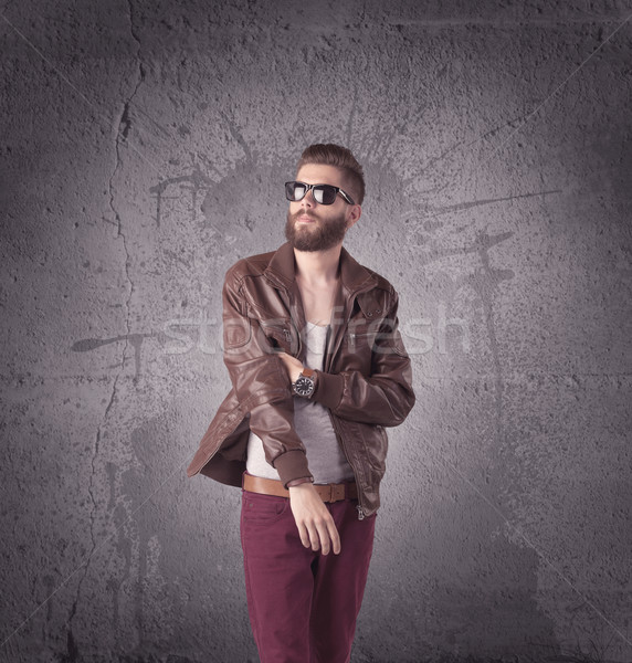 Stylish male with beard and sunglasses Stock photo © ra2studio