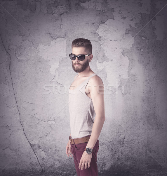 Gut aussehend Hipster Mode Kleidung funny Jahrgang Stock foto © ra2studio