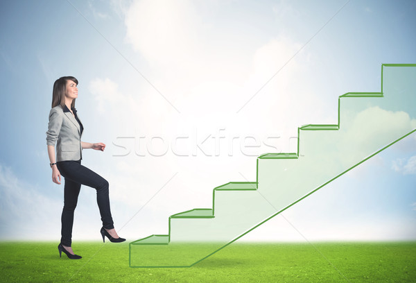 Stockfoto: Omhoog · trappenhuis · natuur · vrouw