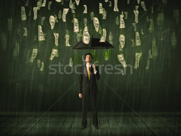 Affaires permanent parapluie dollar Bill pluie [[stock_photo]] © ra2studio