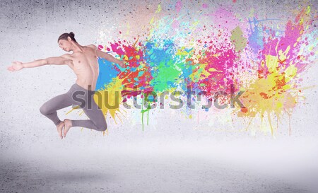 Gyönyörű nő ugrik színes drágakövek kristályos lány Stock fotó © ra2studio
