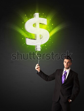 Zakenman dollarteken ballon groene Stockfoto © ra2studio