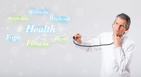 Foto stock: Clínico · médico · senalando · salud · fitness · colección