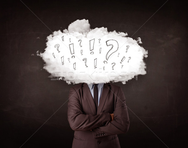 Stock foto: Geschäftsmann · Wolke · Kopf · Frage · Business · Computer