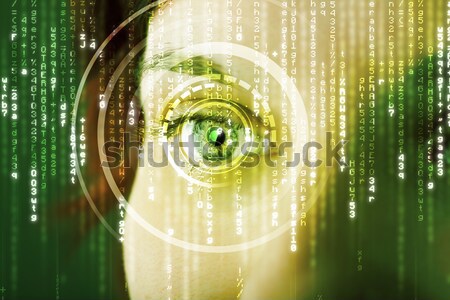 Modern cyber soldier with target matrix eye Stock photo © ra2studio