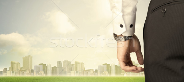 Stock photo: Businessman with city view