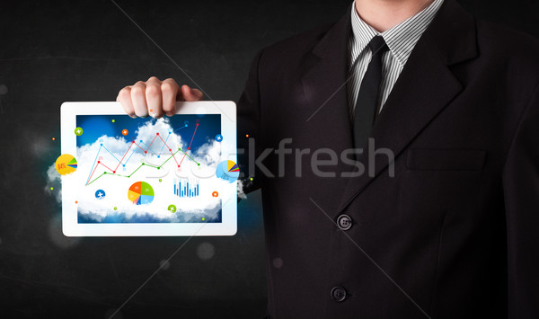 Osoby touchpad Chmura technologii wykresy Zdjęcia stock © ra2studio