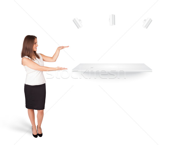 Beutiful young woman presenting modern copy space Stock photo © ra2studio