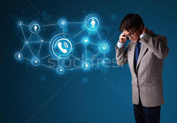 Stockfoto: Telefoongesprek · iconen · permanente