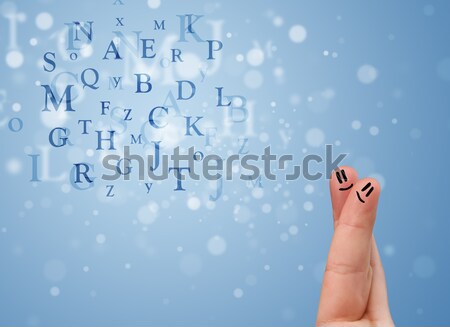 Stockfoto: Gelukkig · vingers · naar · mengsel · bokeh