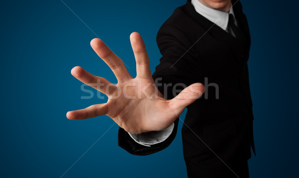 Stockfoto: Zakenman · denkbeeldig · knop · jonge · business